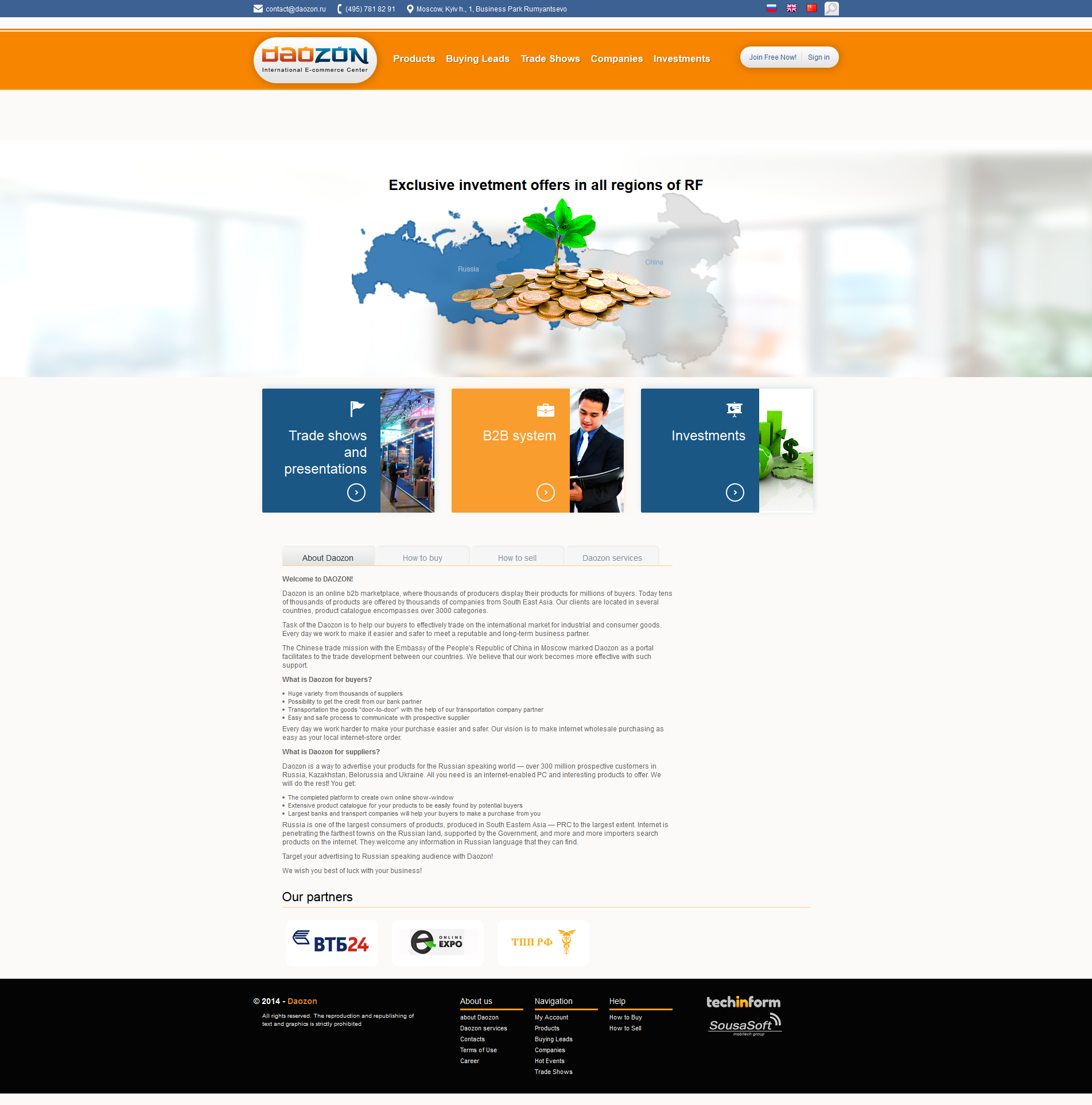 B2b business portal for companies, buyers and investors